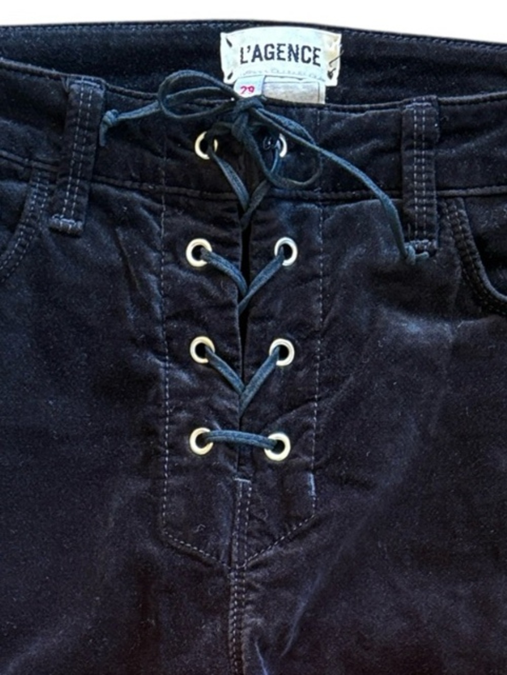 L’AGENCE Velvet Lace-Up Pants Black Size 29 - Picture 5 of 9